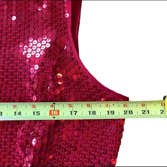 liz Claiborne Red Sequinned Sleeveless Top EUC - Picture 5 of 12